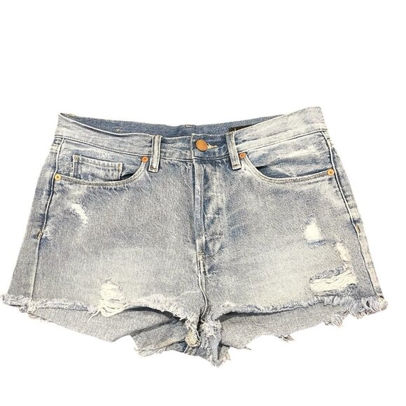 BlankNYC Shorts Womens 28 Denim Button Fly High Rise Casual Distressed Blue - Picture 1 of 6